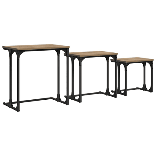 Mesa de Café Empilhável 3 pcs carvalho artisiano