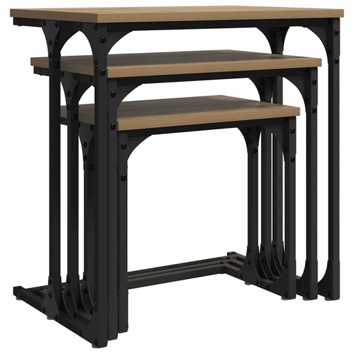 Mesa de Café Empilhável 3 pcs carvalho artisiano