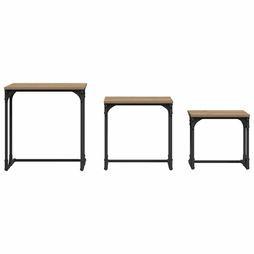 Mesa de Café Empilhável 3 pcs carvalho artisiano