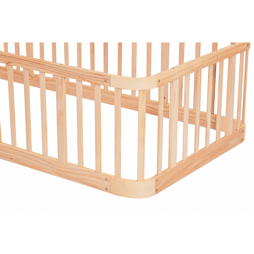 Parque infantil modular 90 x 200 cm - Espaço seguro entre barras de 7 cm, bordas arredondadas, design anti-mordidas na base, porta de segurança multifuncional para bebés e animais de estimação - Madeira natural