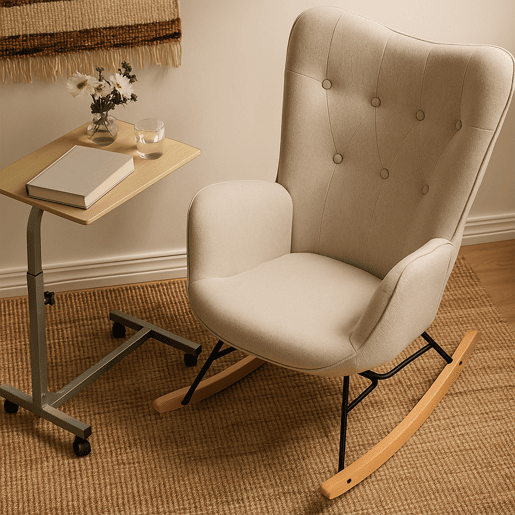 MEUBLES COSY Mesa Auxiliar Portátil com Rodas, Altura Regulável 67-79 cm, Tampo MDF Efeito Madeira, 48x37 cm, Madeira