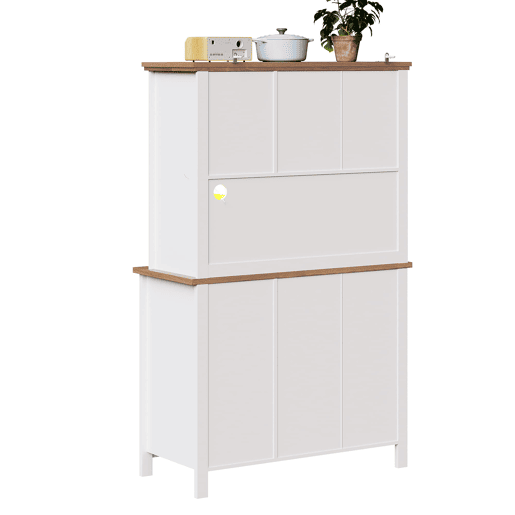 Armário de cozinha 104x40x180 cm - Com prateleiras ajustáveis, vitrina, iluminação LED - Branco