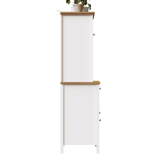 Armário de cozinha 104x40x180 cm - Com prateleiras ajustáveis, vitrina, iluminação LED - Branco