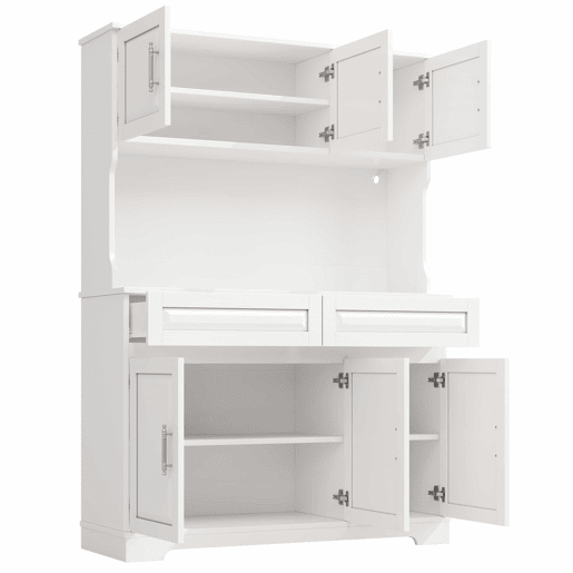 Armário de cozinha alto 108 x 40 x 180 cm - controlo por aplicação, prateleiras ajustáveis, amplo espaço de arrumação, superfície de trabalho, iluminação LED - branco