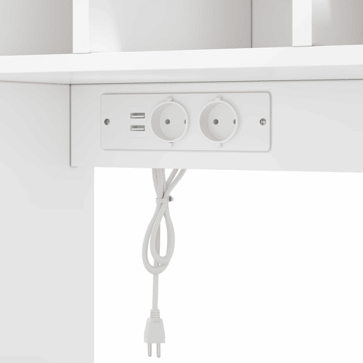 Armário de cozinha 185 x 105 x 40 cm - estilo celeiro, armário alto de arrumação com vitrina, prateleiras ajustáveis, gaveta, iluminação LED com mudança de cor e tomadas - branco