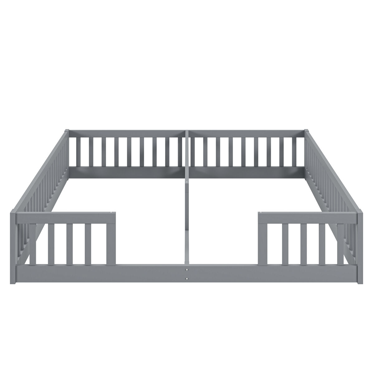 Cama infantil 2x90x200cm de madera maciza - con barandillas - sin somier - gris