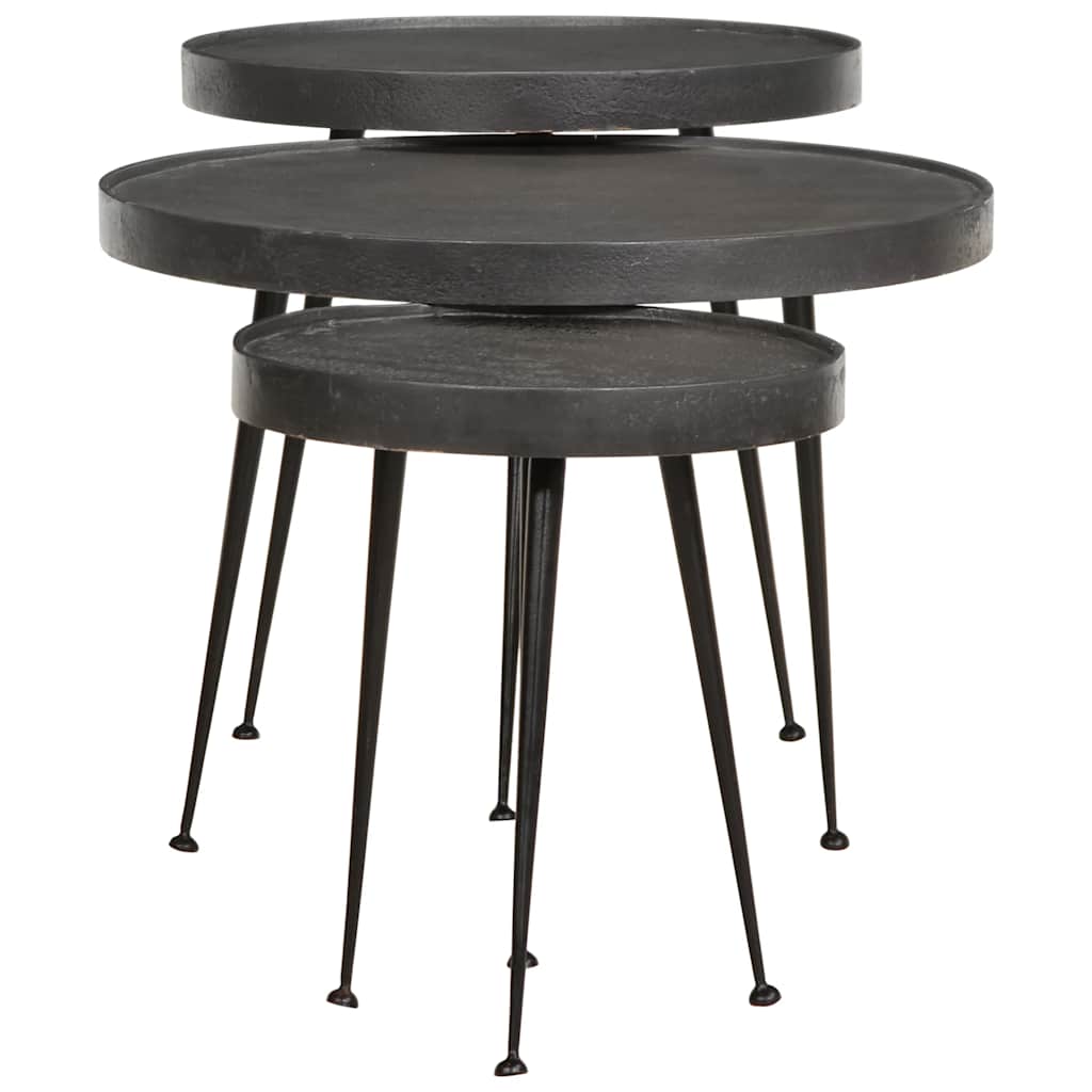 3 pzs Mesas de Café - Mesas de Centro 55x55 Negro