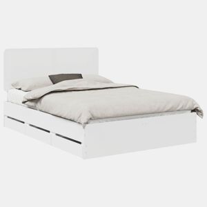 Estrutura De Cama De Casal Moderno - Branco 150 x 200 cm Madeira de Engenharia