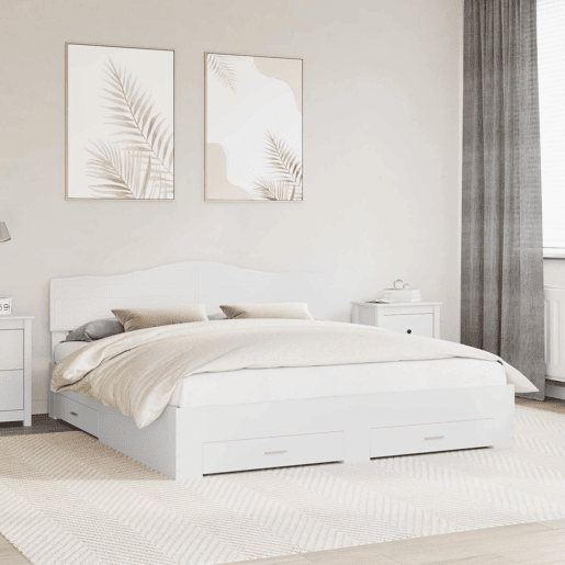 Estrutura De Cama De Casal Moderno - Branco 180 x 200 cm Madeira processada