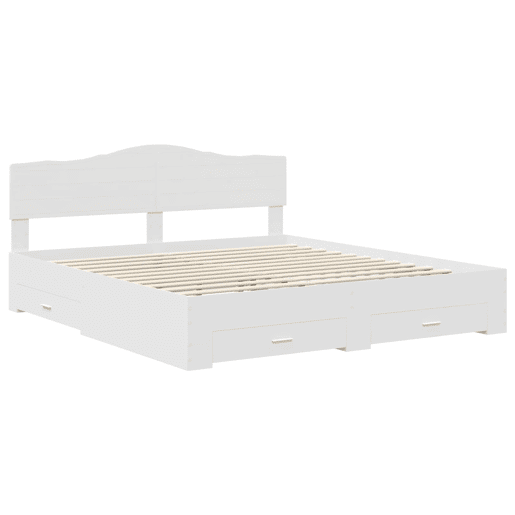 Estrutura De Cama De Casal Moderno - Branco 180 x 200 cm Madeira processada