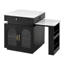 Ilha de cozinha com rodízios - mesa extensível com luz LED, barra com tomadas, multifuncional para cozinha e sala de jantar - Preto