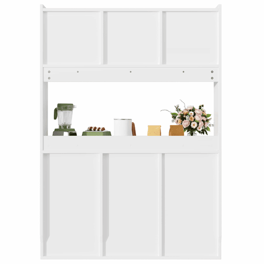 Armário de cozinha - 104x40x180 cm - com prateleiras ajustáveis, aparador, vitrine, com iluminação LED - Branco