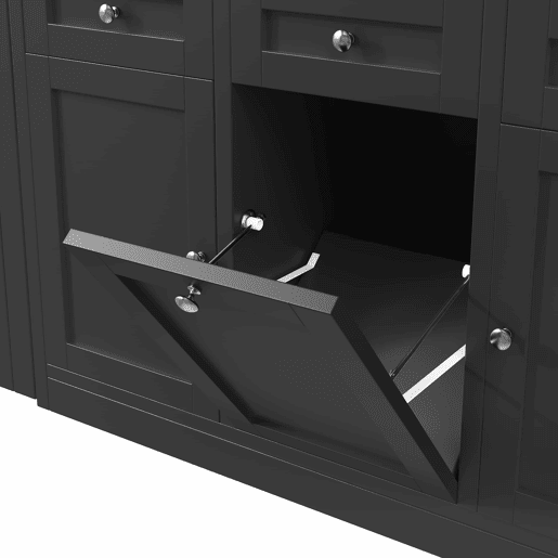 Mesa de bar extensível e dobrável com espaço de arrumação, gaveta e tabuleiro para snacks, suporte removível para cesto do lixo, design que poupa espaço para apartamentos e cozinhas pequenas - Preto