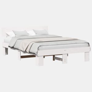 Estrutura da Cama de casal simple com cabeceira Branco 140 x 200 cm