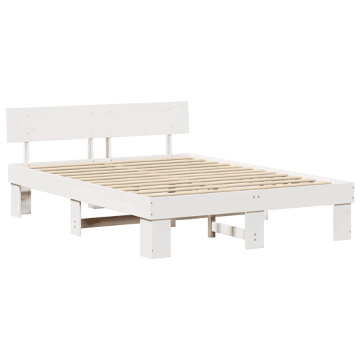 Estrutura da Cama de casal simple com cabeceira Branco 140 x 200 cm
