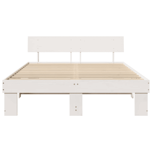 Estrutura da Cama de casal simple com cabeceira Branco 140 x 200 cm