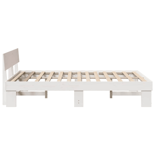 Estrutura da Cama de casal simple com cabeceira Branco 140 x 200 cm