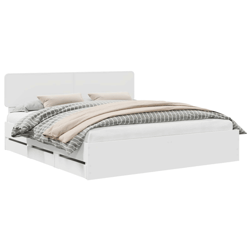 Estrutura De Cama De Casal Moderno - Branco 180 x 200 cm Madeira engenheirada Estrutura De Cama De Casal Moderno - Branco 180 x 200 cm Madeira engenheirada
