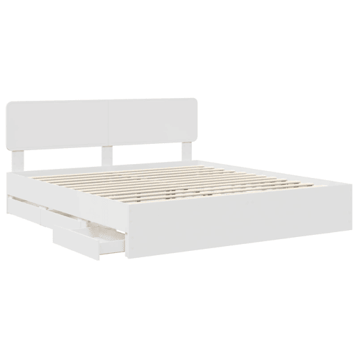 Estrutura De Cama De Casal Moderno - Branco 180 x 200 cm Madeira engenheirada Estrutura De Cama De Casal Moderno - Branco 180 x 200 cm Madeira engenheirada