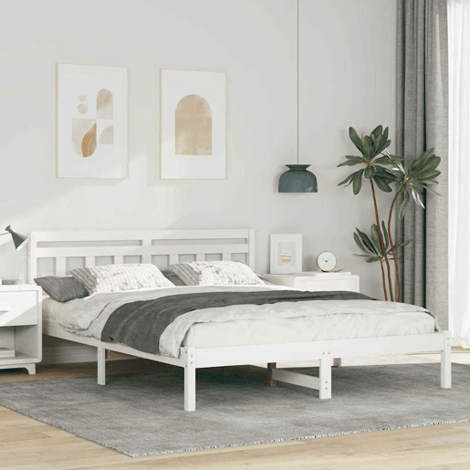 Estrutura De Cama De Casal Simple - Branco 150 x 200 cm Estrutura De Cama De Casal Simple - Branco 150 x 200 cm