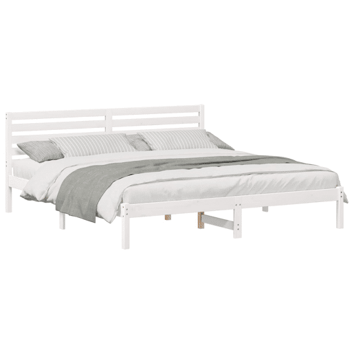 Estrutura da Cama de casal simple com cabeceira Branco 180 x 200 cm Estrutura da Cama de casal simple com cabeceira Branco 180 x 200 cm