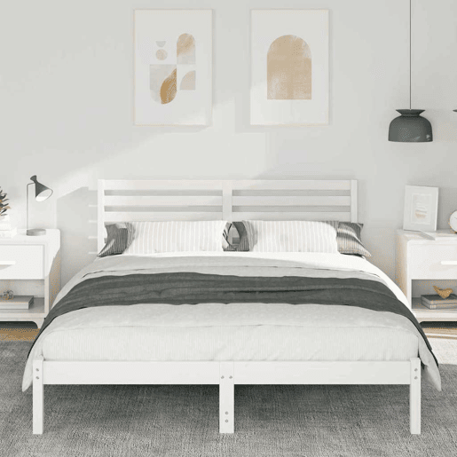 Estrutura da Cama de casal simple com cabeceira Branco 180 x 200 cm Estrutura da Cama de casal simple com cabeceira Branco 180 x 200 cm