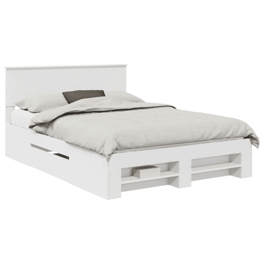 Estrutura De Cama De Casal Simple - Branco 140 x 200 cm Madeira processada Estrutura De Cama De Casal Simple - Branco 140 x 200 cm Madeira processada