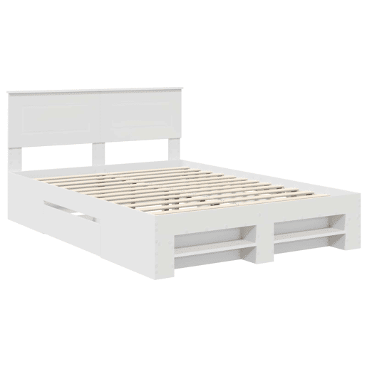 Estrutura De Cama De Casal Simple - Branco 140 x 200 cm Madeira processada Estrutura De Cama De Casal Simple - Branco 140 x 200 cm Madeira processada