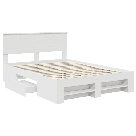 Estrutura De Cama De Casal Simple - Branco 140 x 200 cm Madeira processada Estrutura De Cama De Casal Simple - Branco 140 x 200 cm Madeira processada