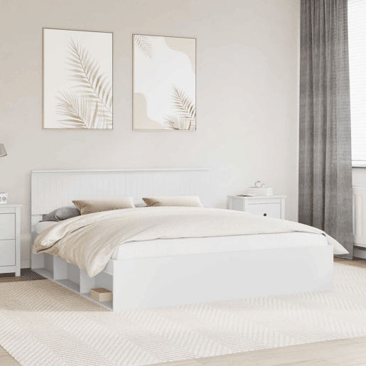 Estrutura da Cama de casal simple com cabeceira Branco 180 x 200 cm Estrutura da Cama de casal simple com cabeceira Branco 180 x 200 cm
