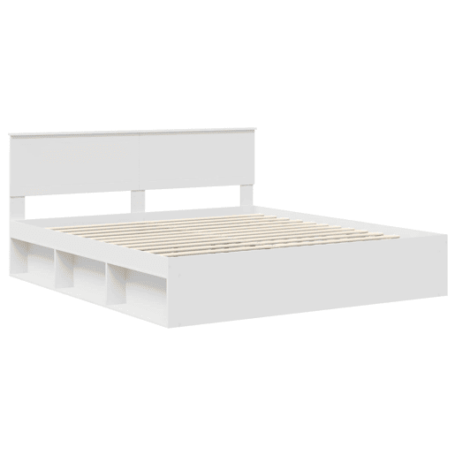 Estrutura da Cama de casal simple com cabeceira Branco 180 x 200 cm Estrutura da Cama de casal simple com cabeceira Branco 180 x 200 cm