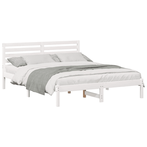 Estrutura da Cama de casal simple com cabeceira Branco 150 x 200 cm Estrutura da Cama de casal simple com cabeceira Branco 150 x 200 cm