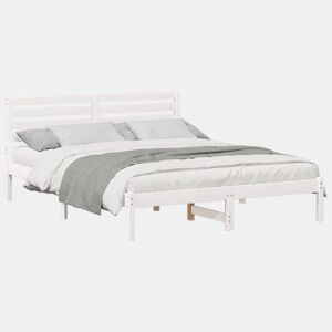 Estrutura da Cama de casal simple com cabeceira Branco 150 x 200 cm