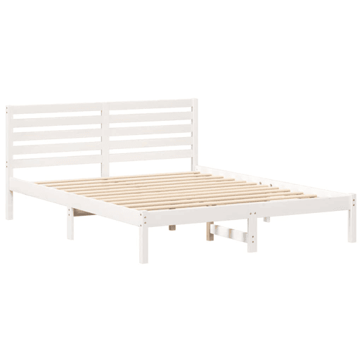 Estrutura da Cama de casal simple com cabeceira Branco 150 x 200 cm Estrutura da Cama de casal simple com cabeceira Branco 150 x 200 cm