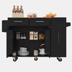 Ilha de cozinha moderna - Multifuncional com arrumação - Preto
