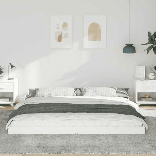 Estrutura De Cama De Casal Simple - Branco 180 x 220 cm Estrutura De Cama De Casal Simple - Branco 180 x 220 cm