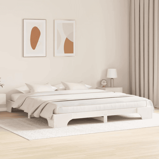 Estrutura De Cama De Casal Simple King Size - Branco 200 x 200 cm Estrutura De Cama De Casal Simple King Size - Branco 200 x 200 cm