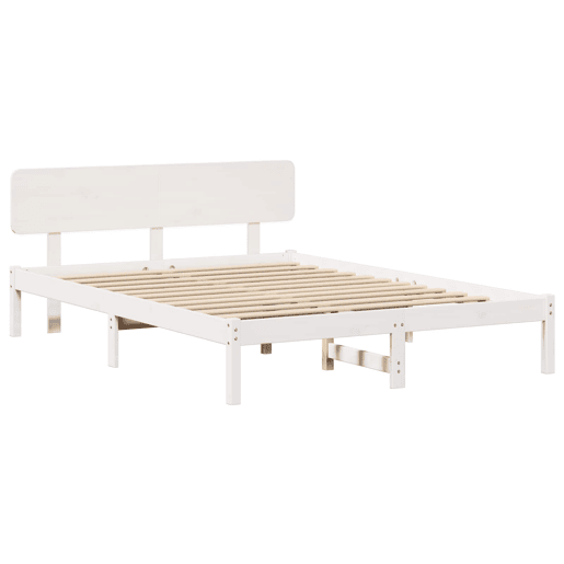 Estrutura da Cama de casal simple com cabeceira Branco 150 x 200 cm