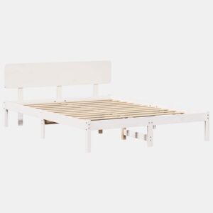 Estrutura da Cama de casal simple com cabeceira Branco 150 x 200 cm