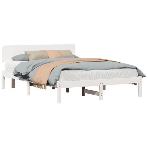 Estrutura da Cama de casal simple com cabeceira Branco 150 x 200 cm