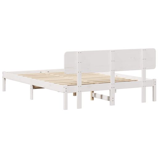 Estrutura da Cama de casal simple com cabeceira Branco 150 x 200 cm