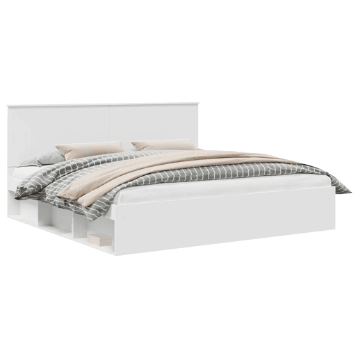 Estrutura de cama de casal com cabeceira king size - Branco 200 x 200 cm