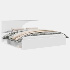 Estrutura de cama de casal com cabeceira king size - Branco 200 x 200 cm