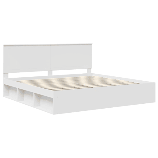 Estrutura de cama de casal com cabeceira king size - Branco 200 x 200 cm