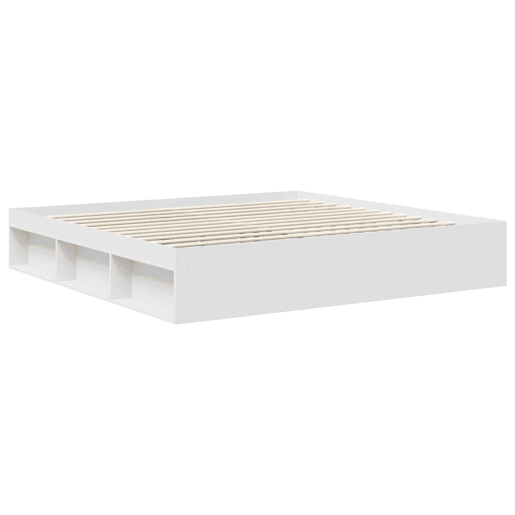 Estrutura de cama de casal com cabeceira king size - Branco 200 x 200 cm