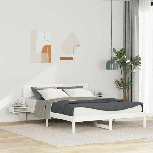Estrutura da Cama de casal simple com cabeceira Branco 150 x 200 cm