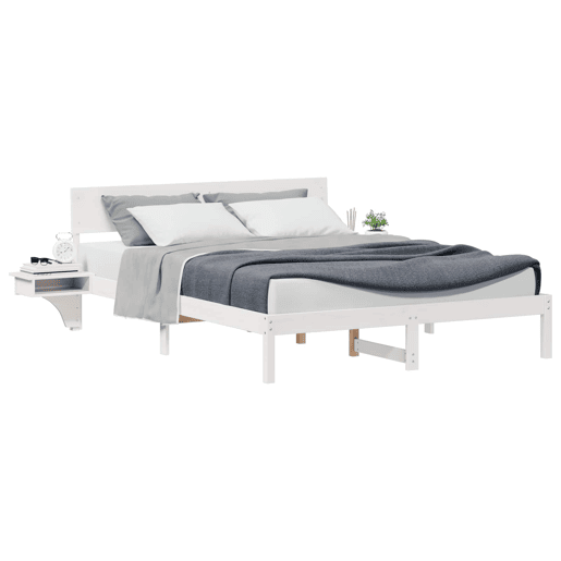 Estrutura da Cama de casal simple com cabeceira Branco 160 x 200 cm Estrutura da Cama de casal simple com cabeceira Branco 160 x 200 cm