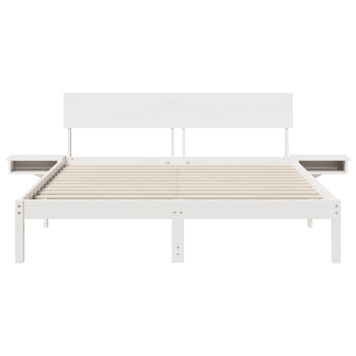 Estrutura da Cama de casal simple com cabeceira Branco 160 x 200 cm Estrutura da Cama de casal simple com cabeceira Branco 160 x 200 cm