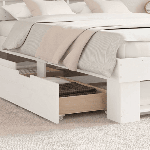 Estrutura da Cama de casal moderno para adultos com cabeceira com gaveta Branco 140 x 200 cm Estrutura da Cama de casal moderno para adultos com cabeceira com gaveta Branco 140 x 200 cm