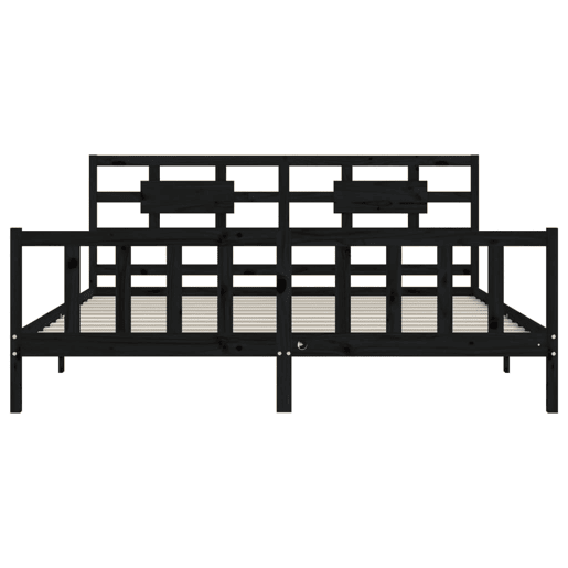 Estrutura de Cama de casal moderno com cabeceira 200x200 cm madeira maciça preto